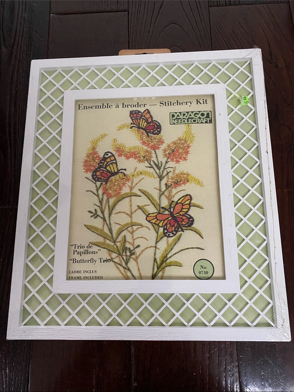 1978 Paragon Stitchery ‘Butterfly Trio’ Needlecraft Crewel Kit With Frame